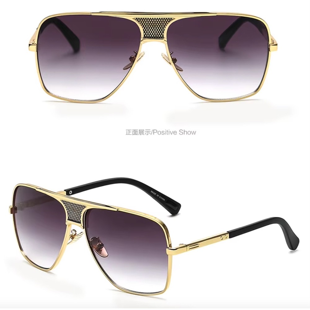 Classic Fashion Square Metal Alloy‎ Frame Gradient Sunglasses Men Design Aviator